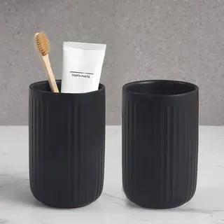 Schwarz Streifen Zahnputzbecher Keramik Set, Zahnbürstenhalter für Elektrische Zahnbürste Zahnbürste und Zahnpasta, Kinder Toothbrush Holder, Zahn