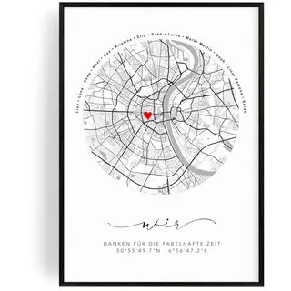 Artower Abschiedsgeschenk | Koordinaten Bild Wir | Geschenk Idee für Abschied Einweihung Einzug Valentinstag Hausbau Hochzeit Richtfest Jahrestag Umzug | Bilder Wohnzimmer Deko