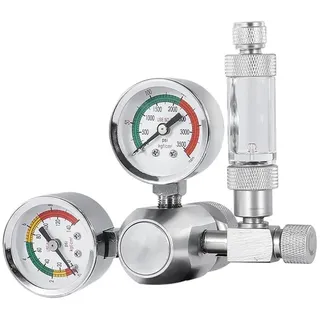 MiOYOOW CO2 Druckregler für Aquarien CO2 Manometer CO2 Druckminderer Aquarium CO2 Manometer Druckregler mit 2 Manometern für Aquarienwasserpflanzen