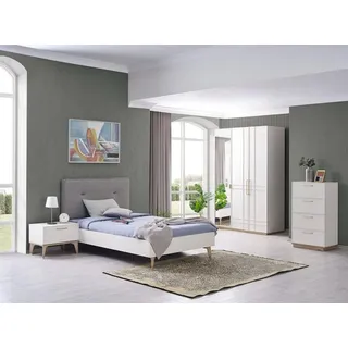 xlmoebel Kinderzimmer Garnitur Kinderbett Jugendbett Bett Set 4tlg Weiß Holz