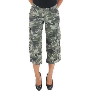 Sotala Damen Shorts Capri Hot Pants Bermuda Kurze Cargo Army Armee Camouflage 3/4 Hose= - XS