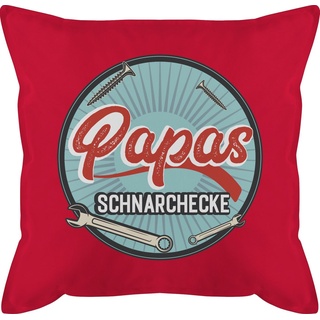 Shirtracer Dekokissen Papas Schnarchecke - Vintage blau, Vatertagsgeschenk Kissen rot quadratisch - 50 cm x 50 cm x 15 cm