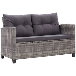 vidaXL Loungesofa 2-Sitzer-Gartensofa mit Kissen Grau 124 cm Poly Rattan, 1 Teile grau