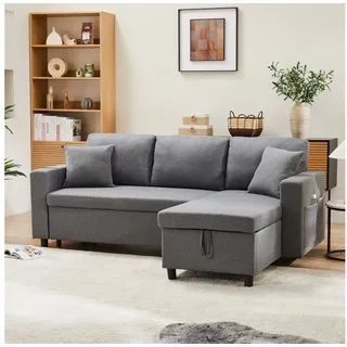 TavilaEcon Wohnlandschaft Hochwertiges multifunktionales Sofa mit hoher Rückenlehne, 1 Teile, wandelbar zum Schlafsofa, mit Stauraum und modernem Design grau