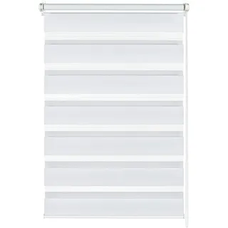 Gardinia Doppelrollo zum Klemmen oder Kleben, Duo-Rollo/Seitenzugrollo, Transparente und blickdichte Streifen, Alle Montage-Teile inklusive, Weiß, 90 x 220 cm (BxH), 31310