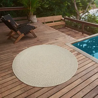 The CarPET Teppich THE CARPET "Kansas", beige (creme), H:1mm Ø:80cm, Polypropylen, Teppiche, Teppich, moderner robuster In und Outdoor Teppich Jute Look