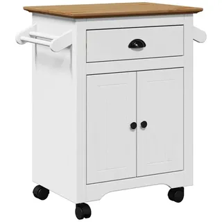 vidaXL Küchenwagen BODO Weiß und Braun 72x45x80 cm