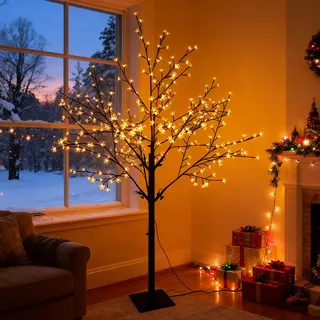 CCLIFE LED Lichterbaum 180cm, 336 LEDs Deko mit Memory Funktion, Innen und Außen weihnachtsdeko, Kirschblütenbaum Lichterdeko, Warmweiß, IP44, LED Baum