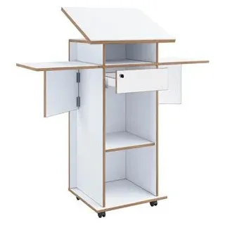 VCM Stehpult Meeta 920809, aus Holz, mit Rollen, weiß