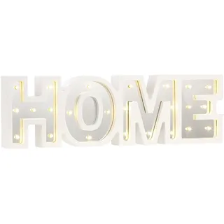 Lunartec Beleuchteter Schriftzug: LED-Schriftzug Home aus Holz & Spiegeln mit Timer & Batteriebetrieb (Holzdeko, Beleuchteter Wand, 3D)