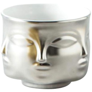 NOBGM Jonathan Adler Vase, Black Ceramic Decorative Bowl mit Gesichtsmuster, Schmuck und Schlüsselhalter, Home Décor Vase für Wohnzimmer,Silber