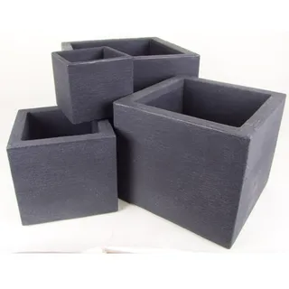BURI 4er Set Pflanzkübel `Kubus` Übertöpfe Blumentopf 50cm Kunststoff 50