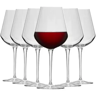 Bormioli Rocco Weingläser 6er Set – 560 ml – Elegante Rotweingläser aus Klarglas – Große Weinkelche für stilvollen Weingenuss