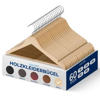 SereneLife Kleiderbügel Holz Massiv Schwarz 60 St.