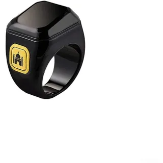 Tasbih Zikr-Smart Ring Clock, Verstellbarer Zähler, App-Unterstützung, Digitaler Gebetszähler-Ring mit Erinnerungsfunktion, wasserdichter 4-stelliger Fingerzähler-Zikr-Ring für Muslime(22mm Schwarz)