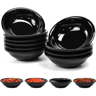 UHETLET 10er Set Dipschalen Schwarz dip Schale eckig Tapas Schalen Set 8.5 x 8.5 x 2cm Saucenschalen Mini Stapelbar gewürzschalen Klein Sojasoßen Schälchen Sushi für Dessert Obst Nüsse Salat