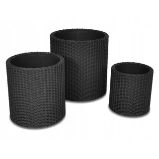 KETER Zylinderpflanzgefäße 3er-Set 20 x 20 x 30 cm Grau