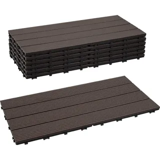Aopunly 60x30cm WPC Fliese Terrassenfliesen, 5qm Balkonfliesen Klickfliese, Dunkelbraun, 30 Stück - Dunkelbraun