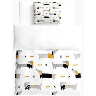 FANSU Kinder Bettwäsche Set, Junge Mädchen Bettwäsche 2 Teilig mit Bettbezug und Kissenbezug, Sanft 100% Microfaser Bettwäsche Set - Hundedruck (Dackel,100x135cm + 40x60cm)