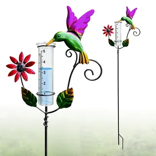 Regenmesser für Garten, Gartendeko Regenmesser Frostsicher, 119cm Gartenstecker Regenmesser, Niederschlagsmesser, Regenmesser Glas, Regenmengenmesser für Hof Deck Rasen Landschaft und Gartenzubehör