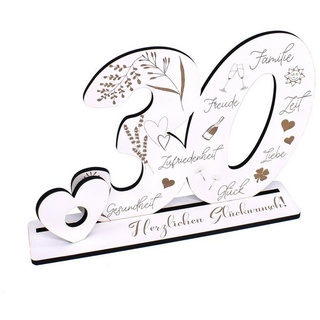 Dekolando Deko-Buchstaben Aufsteller Zahl 30 Geburtstag Herzlichen Glückwunsch Geldgeschenk (weiß, 3tlg), 17 x 24 cm weiß