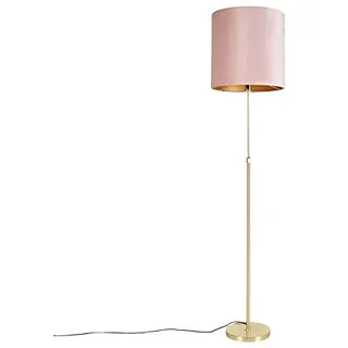Qazqa Landhaus Stehleuchte mit Schirm, Stehlampe - Parte Fl - Rosa, max. 60W, Geeignet für LED, 186.5cm, Ideal als Flur, Küche lampe, Schlafzimmerlampe und Wohnzimmerlampe
