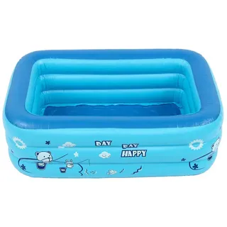 Riuulity Aufblasbarer Rechteckiger Swimmingpool aus Hochdichtem PVC, Faltbarer Aufblasbarer Kinderpool, 139,5 X 53,3 X 38,1 cm, Perfekt für Babyschwimmen zu Hause (Blue)