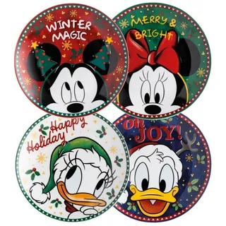 Disney Dessertteller Disney 4er Set Designer Teller Weihnachten Mickey Mouse, Donald Duck, (4 St)