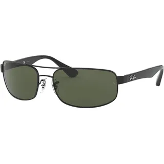 Ray-Ban Damen Rb3445 Sonnenbrille, Schwarz (Gestell: Schwarz, Gläser: Verspiegelt Grünverlauf 002/58), X-Large (Herstellergröße: 64) EU - X-Large (Herstellergröße: 64)