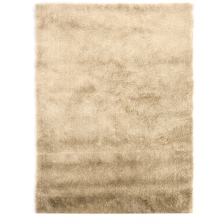 Fabelia Hochflor Teppich Shaggy Gentle Luxus - Handgetuftet, samtig weich und glänzend (200 cm x 200 cm, Beige - Sahara/Desert Sand)