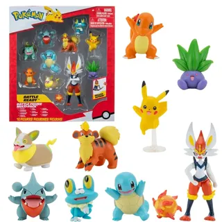Pokemon Figuren Set 10 pcs – 5-11 cm Pokémon Figuren – Cinderace Pikachu Charmander Squirtle Oddish Gible Bulbasaur Yamper Froakie & Growlithe - Neueste 2022 - Offiziell Pokemon Spielzeug