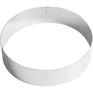 Paderno 47534 Tortenring, Tortenform, für Backen, Gebäck, Moussekuchen Edelstahl, Spülmaschinenfest, Diametro 24 cm, Grau