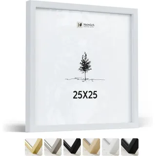 Heimlich Fotorahmen aus massivem Ayous-Holz – 25 x 25 cm, Weiß | Heimlich® – Robuste Kleine Quadratische Bilderrahmen Aus Holz – Nur Zur Wandmontage
