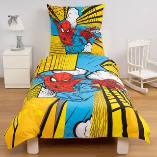 Disney Home Spiderman Bettwäsche-Set 2 teilig - Bettwäsche 140x200 und Kopfkissenbezug 65x65-100% Baumwolle Super Weich - Doppelseitiger Kinder Bettwäsche für Jungen