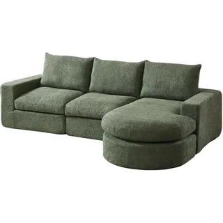 Okwish Ecksofa, Grün, Textil, 250x160 cm, Wohnzimmer, Sofas & Couches, Wohnlandschaften, Ecksofas