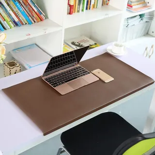 Tischunterlage mit Kantenschutz, Desk Pad, Weiches Unterlage, Multifunktionales Office Mauspad,Wasserdichte Schreibtischunterlage aus PU-Leder, Schreibtischunterlage,Braun,90X40cm