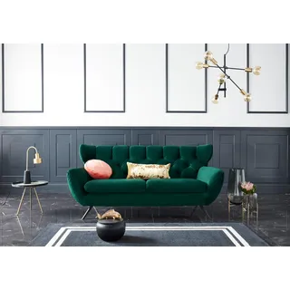 Candy 2,5-Sitzer 3C CANDY "Beatrice, extravagantes Megasofa, bequem, Küchensofa, Breite 200cm", grün (dunkelgrün), B:200cm H:94cm T:95cm, Samt-Optik (100% Polyester), Sofas, mit Rückensteppung im Rautenmuster, in Samt Optik oder in Breitcord