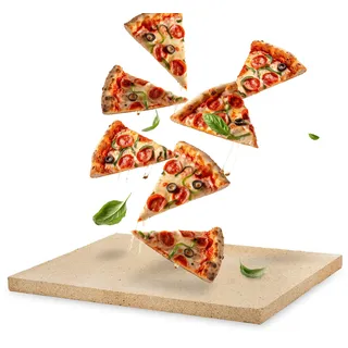Pizzastein eckig I 40x30x2cm I Lebensmittelechter Backstein aus Schamotte I Hochwertiger Pizza-Stein für Grill & Backofen I Ideal für Pizza, Brot & Flammkuchen