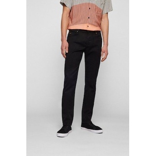 BOSS ORANGE Slim-fit-Jeans Delaware BC-L-C mit Leder-Markenlabel am hinteren Bundabschluss schwarz 34