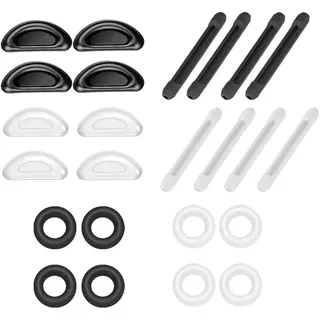 12 Paar Brille Nasenpads Antirutsch Silikon Nasenpads Weiche Brillen Antirutsch Halter Rutschfeste Gläser Ohrhaken Brillen Ohr Pads für Sportbrillen Sonnenbrille Lesebrillen, Schwarz und Transparent