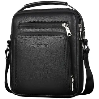 A-QMZL Umhängetasche Herren Schultertasche Herrentasche klein Vintage Messenger Bag Herrenhandtasche Crossbody Bag Handtasche PU Leder Schultertasche für Männer (schwarz)