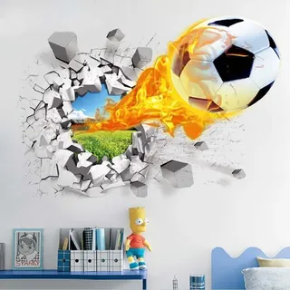 Wandaufkleber, Fußball-wandaufkleber, 3d-wandaufkleber Für Kinder Und Jungen, Bunter Fußball-wandaufkleber Für Jungenzimmer, Fußballaufkleber Für Jungen, Jugendzimmer-dekor, Kinderzimmer-wandaufkleber
