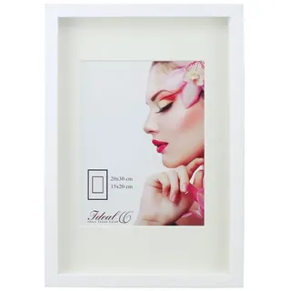 IDEAL TREND Bilderrahmen 3D Objektrahmen Holz Bilderrahmen Wanddeko Collage Poster Shirt Trikot weiß 40x50