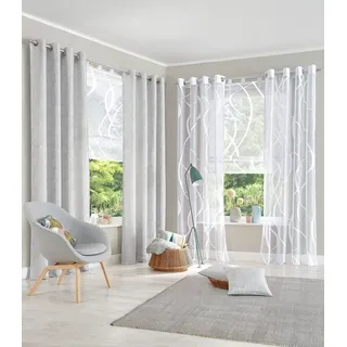 Raffrollo Cellino, my home, mit Schlaufen, Transparent, klassische Netzoptik, Polyester weiß 60 cm x 140 cm