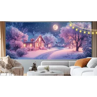 Diamond Painting Weihnachten Diamond Painting Groß XXL 100x50 cm, 5D Diamant Painting Bilder Landschaft Malen Nach Zahlen Erwachsene Anfänger Basteln Crystal Stickerei Malerei Kit, Home Decor m203