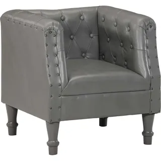 vidaXL Sessel 60 x 52 x 65 cm Grau Leder
