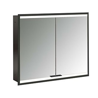 Emco prime Unterputz-Lichtspiegelschrank 949713534 800x730mm, 2-türig, schwarz/spiegel
