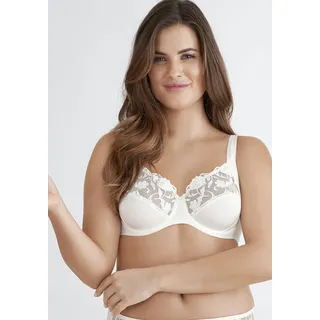 Bügel-BH FELINA "Moments", Damen, Gr. 11,5, Cup G, gelb (vanille), Spitze, Obermaterial: 79% Polyamid, 15% Polyester, 6% Elasthan, gemustert, unifarben, BHs Bügel-BH, Blütenstickerei, Zierschleife, Komfort-Bügel