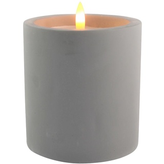 Magic by Peha Candle LED Kerze für den Außenbereich, 100x140mm, Keramik, weiß/grau, Timerfunktion