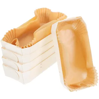 UPKOCH Holzbackform Mit Papierliner Hitzebeständige Kuchenform Für Brot Kuchen Und Panettone Mehrzweck-Backform Für Ofen Familienessen Nachmittagstee Und Festliche Anlässe 10Er-Pack